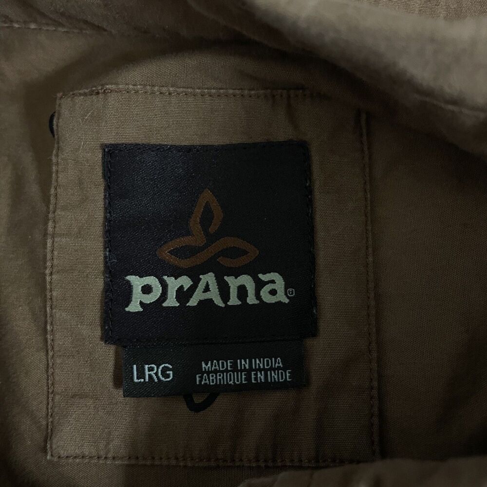 prAna Men's Large Brown Carabiner AOP Short Sleeve Button-Front Shirt - Picture 5 of 7